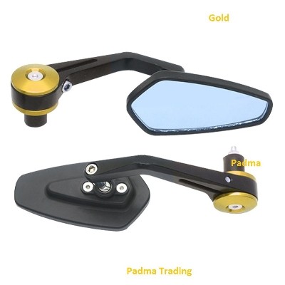 Picture of Handlebar end Grip Universal Motorcycle Rearview Mirrors or Looking Glass for Motorcycle. Golden Gutli 502