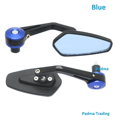 Picture of Handlebar end Grip Universal Motorcycle Rearview Mirrors or Looking Glass for Motorcycle. Blue Gutli 502