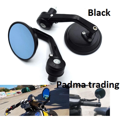 Picture of Universal Handle Bar End Mirrors Rear Side Mirror or Looking Glass for Motorcycle. Black Round-53