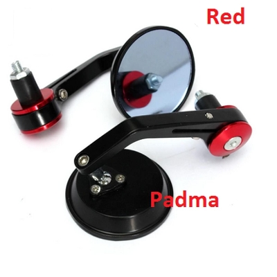 Picture of Universal Handle Bar End Mirrors Rear Side Mirror or Looking Glass for Motorcycle. Red Gutli  Round-53