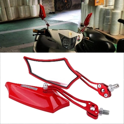 Picture of Rear view mirror or Universal Looking Glass For Motorcycle. Full Body Metal. RED Model 1101