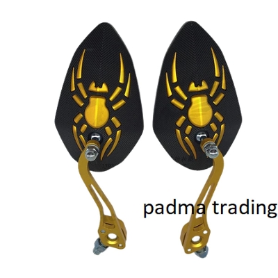 Picture of Metal Body rear view mirror. Universal Spider stylish Looking Glass for Motorcycle -Golden 1106