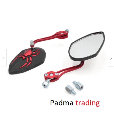 Picture of Metal Body rear view mirror. Universal Spider stylish Looking Glass for Motorcycle -Red 1105