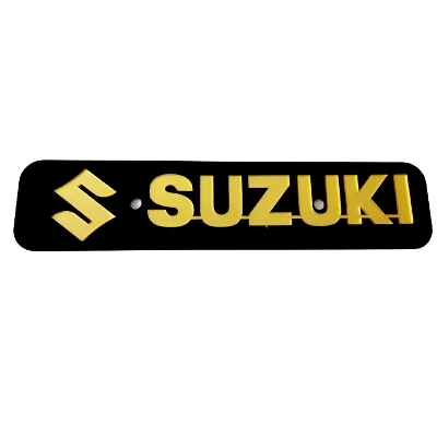 Picture of Golden color front name plate for suzikii motorcycle update collection. golden