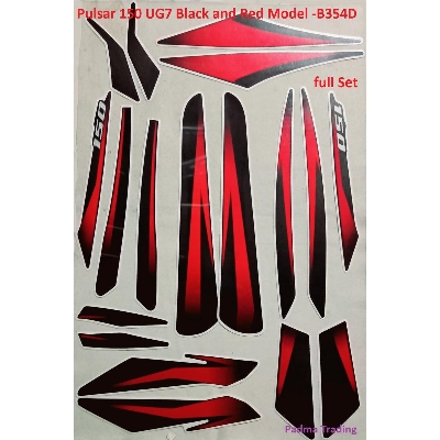 Picture of Motorcycle Tank pad Sticker full set Sticker for Pulsar 150 UG7. Black And Red