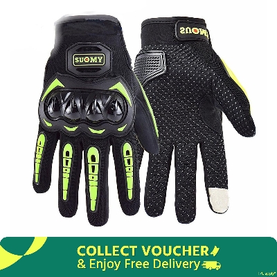 Picture of High Quality Full Finger Screen Touch SUOMY Hand Gloves For Biker. Neon color