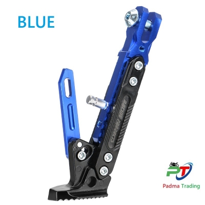 Picture of Universal CNC Aluminum Alloy Adjustable Kick stand. Side Stand parking Bracket for Motorcycle. Blue