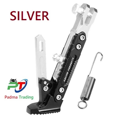 Picture of Universal CNC Aluminum Alloy Adjustable Kick stand. Side Stand parking Bracket for Motorcycle. Silver