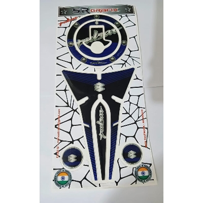 Picture of Fuel tank Pad Sticker for pulsar motorcycle. Black and Blue