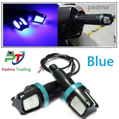 Picture of Universal Motorcycle LED Handlebar Light Grip End Plug  Indicator Light 2 pis- Blue