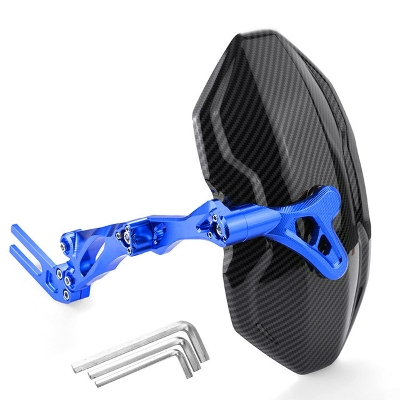 Picture of CNC Aluminium carbon. Universal Rear Wheel Cover one clam Tire Guard or Mudguard And Bracket Set for Motorcycle. Blue