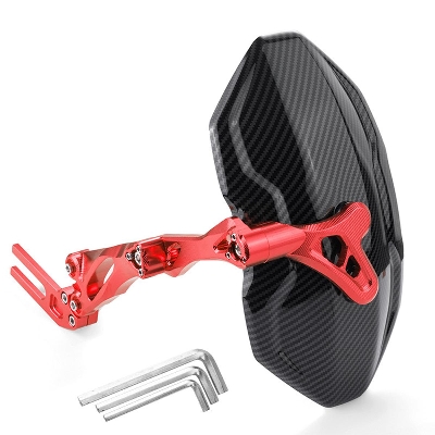 Picture of CNC Aluminium carbon. Universal Rear Wheel Cover one clam Tire Guard or Mudguard And Bracket Set for Motorcycle. Red
