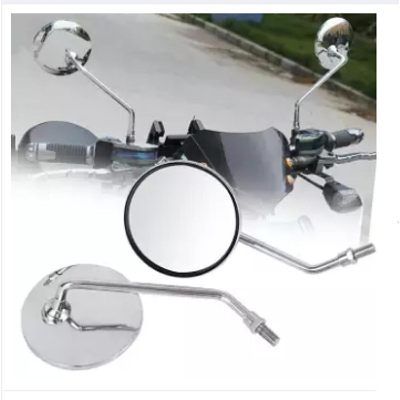 Picture of Full Metal steel Body Motorcycle Looking glass Mirror. Silver ( Nut Size Small )