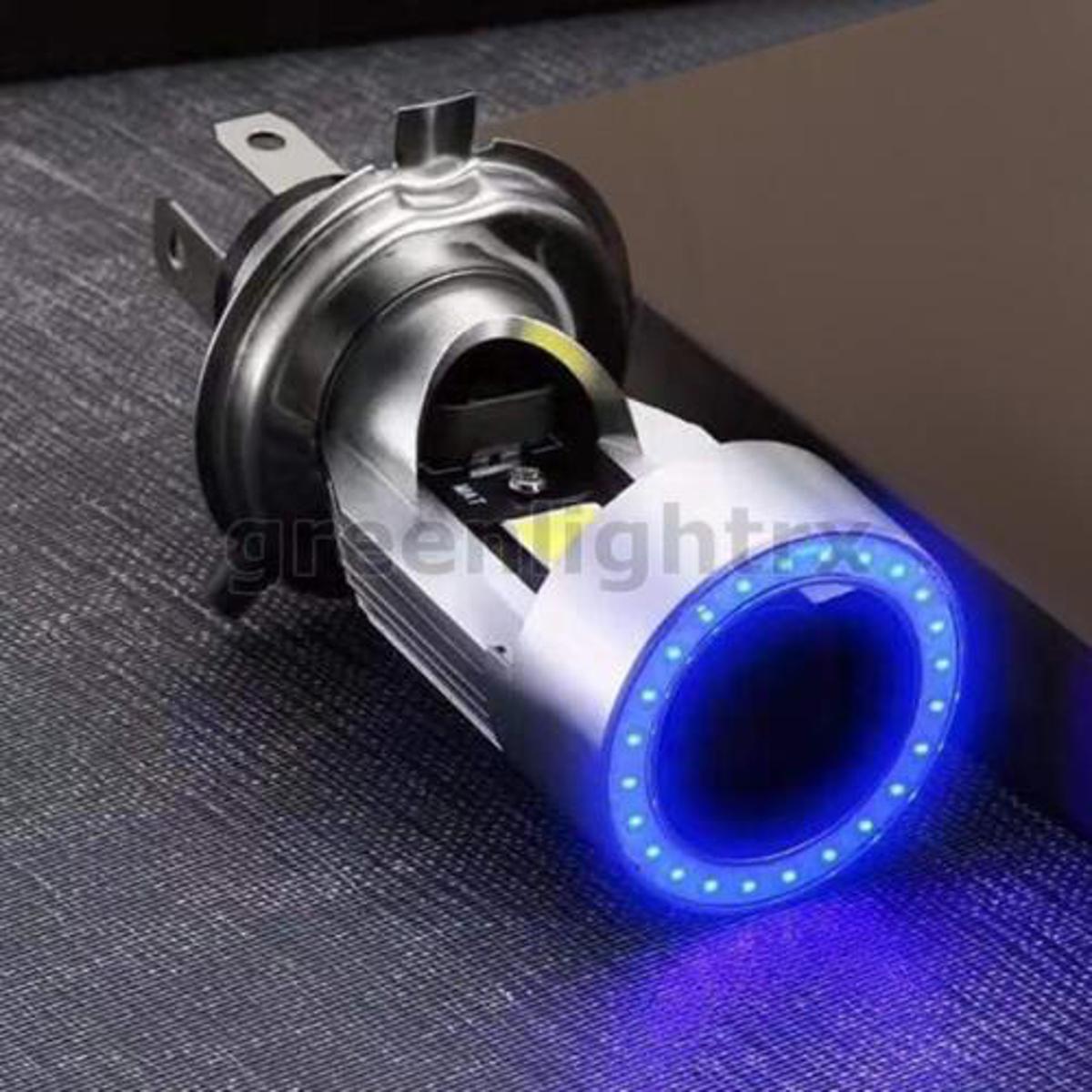 Picture of Angel Eye H4 LED Head Light Motorcycle Scooter High and Low Beam Light -Blue