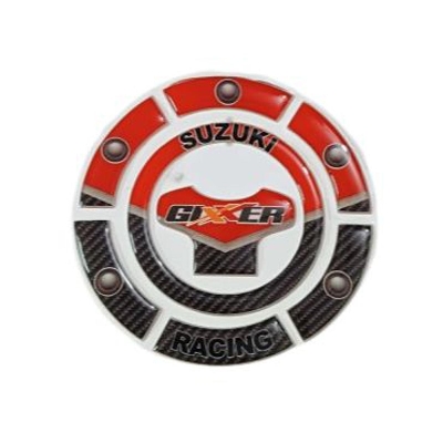 Picture of 3D Carbon fiber Motorcycle Fuel Tank-Lock Pad Sticker For Gixxer - Red