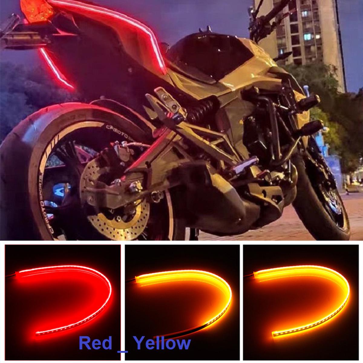 Picture of Motorcycle Flexible Led Light Strip DRL LED Car Daytime Running Lights Motor Turn Signal Lights Dual Color 60cm- Yellow Red