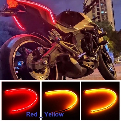 Picture of Motorcycle Flexible Led Light Strip DRL LED Car Daytime Running Lights Motor Turn Signal Lights Dual Color 60cm- Yellow Red