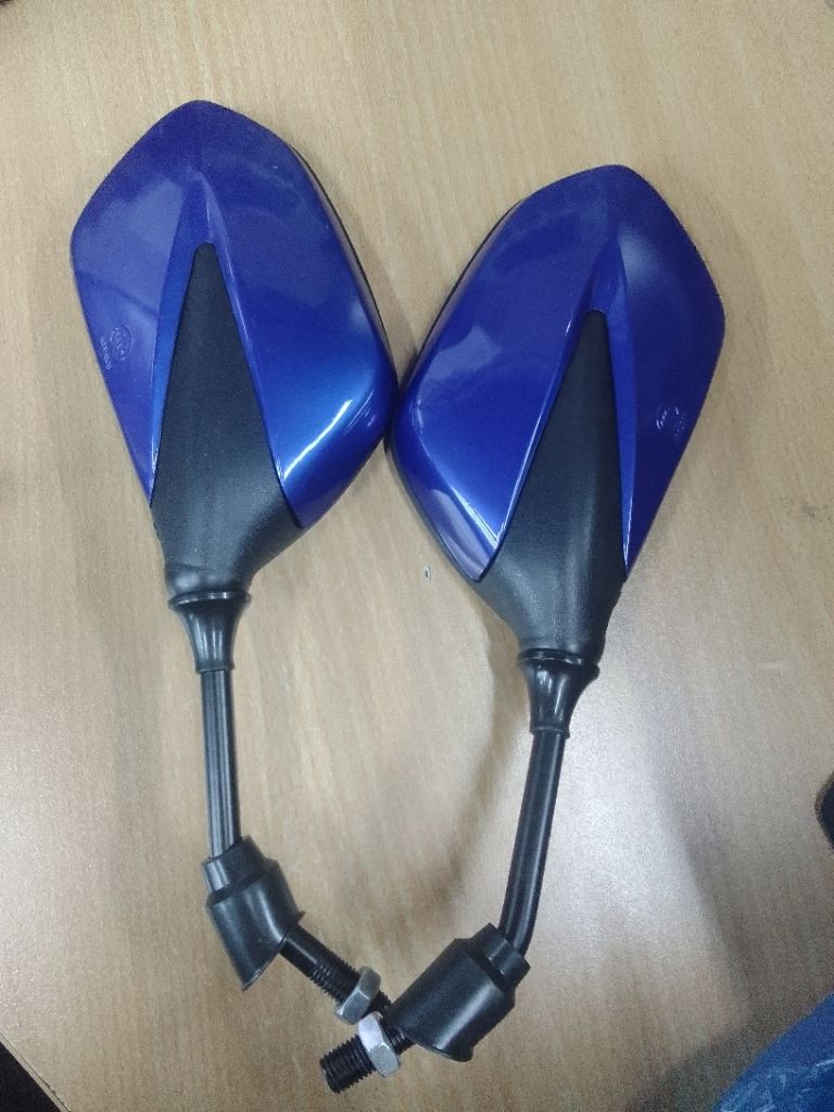 Picture of Mini Rearview Mirror or Looking Glass for Motorcycle. Blue