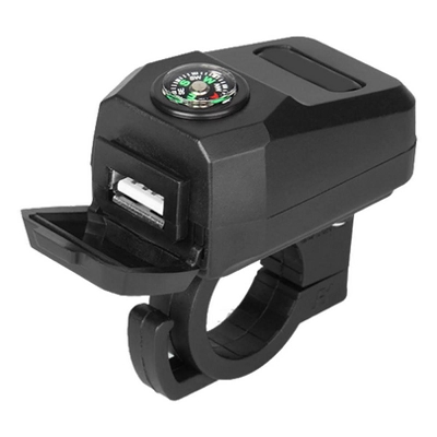 Picture of Phone Charger Waterproof Easy to Install Outdoor Compass USB Charger For Motorcycle. Black