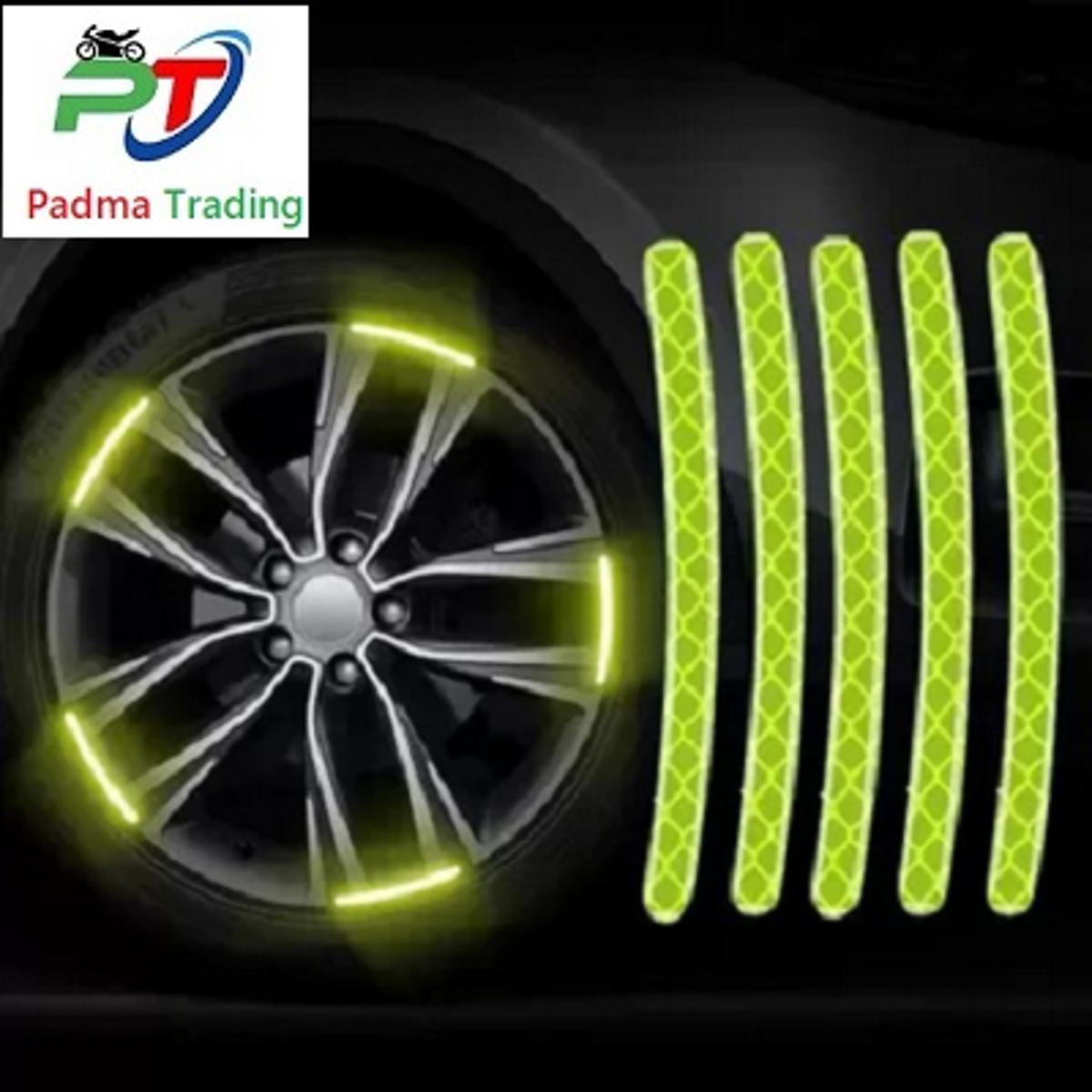 Picture of 20 pcs Wheel Hub Ring Strong Reflective Stripe Stickers for Car Motorcycle Wheels Rim Cycling Bicycle Night Safety Decal Decoration for Car Universal  ( Gold)