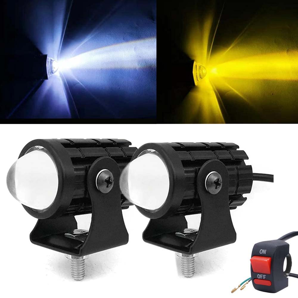Picture of Bike or car mini driving fog light 2 colour white & yellow  1pcs