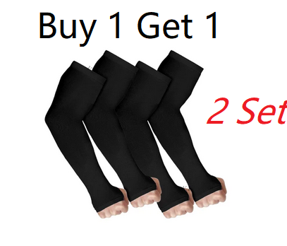 Picture of Cotton black Modulyss Uv Sun Protection Arm Sleeves For Men & Women 1 but get 1