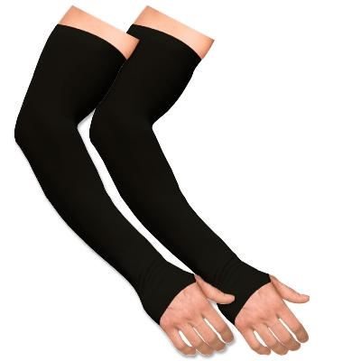 Picture of Cotton black Modulyss Uv Sun Protection Arm Sleeves For Men & Women Buy 1 Get 1