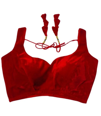 Picture of Red Velvet Sleeveless Blouse For Women