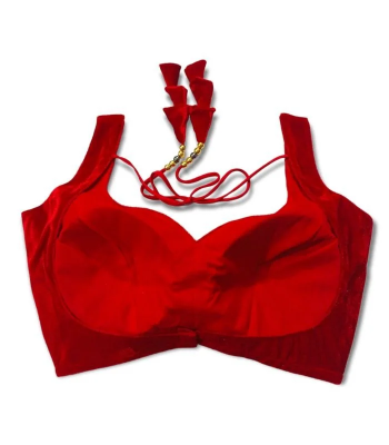 Picture of Red Velvet Sleeveless Blouse For Women