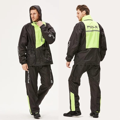 Picture of Pole Racing Motorcycle Raincoat Rain Gear Suit include Waterproof Jacket Pants Impermeable Rain Cover for Outdoor Sports Fishing Riding