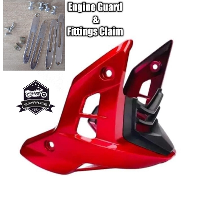 Picture of Motorcycle Universal Engine Guard + Fitting Claims ( Full Set ) (Red Color)
