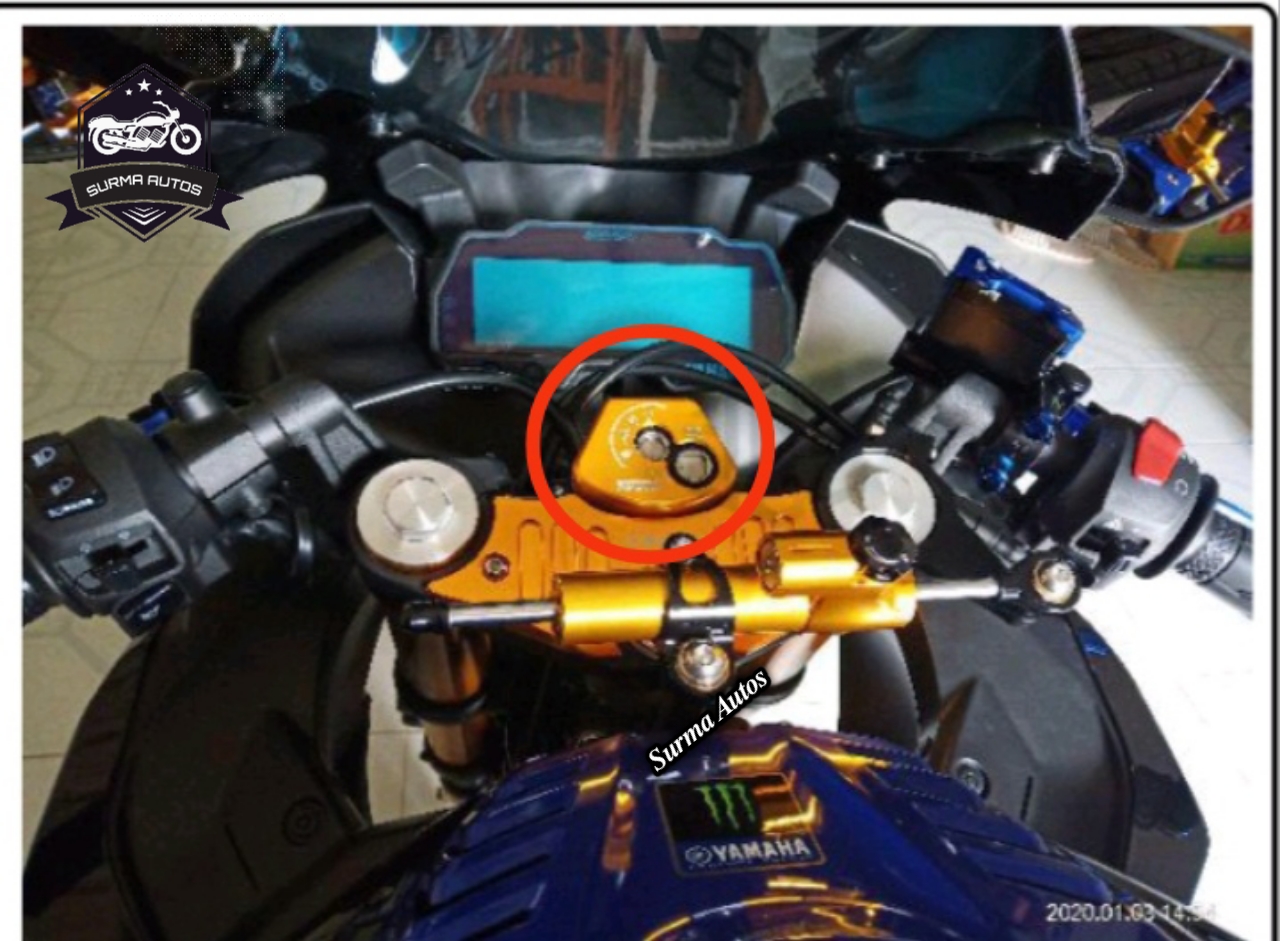 Picture of CNC Aluminum Motorcycle Ignition Starter Lock Cover Key Ignition Surround Ring for Yamaha R15 V3 Indonesian (Gold)