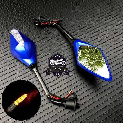 Picture of 2PCS 10MM Motorcycle LED Turn Signal Rearview Mirror Light Cornering Lamp ( Blue Color )
