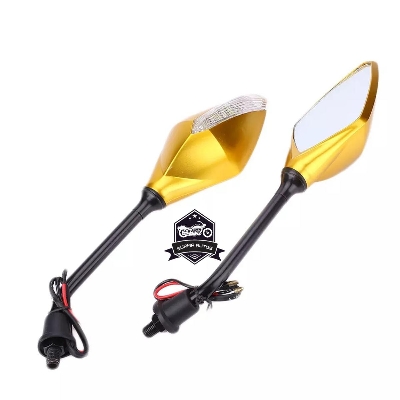 Picture of 2PCS 10MM Motorcycle LED Turn Signal Rearview Mirror Light Cornering Lamp ( Gold Color )