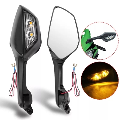 Picture of Motorcycle Rearview Rear View Side Mirrors with LED Turn Signal Light