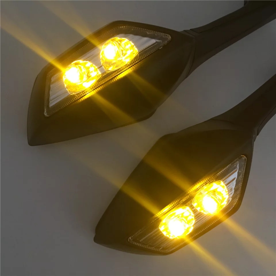 Picture of Motorcycle Rearview Rear View Side Mirrors with LED Turn Signal Light