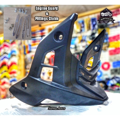 Picture of Motorcycle Universal Engine Guard + Fitting Claims ( Full Set ) (Matt Black)