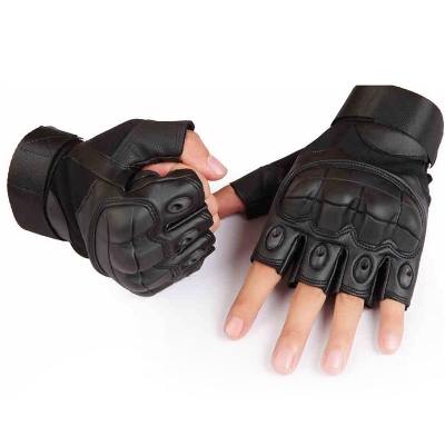 Picture of Leather Motorcycle Glove Cycling Motorbike Motocross Half Protective Gear