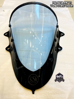 Picture of Motorcycle Twin Core Windshield Windscreen Compatible for YAMAHA R15 V3 Blue Color