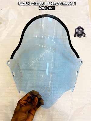 Picture of Motorcycle Windshield Windscreen Visor Compatible for Gixxer SF New Version Rubber System KSI Mini Size