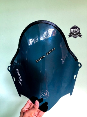 Picture of Motorcycle Windshield Windscreen Visor Compatible for Gixxer SF New Version Rubber System KSI Mini Size