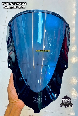 Picture of Motorcycle Twin Core Windshield Windscreen Visor Compatible for GSXR GSX-R ( Black Color )
