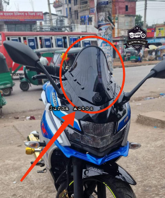 Picture of Motorcycle Windshield Windscreen Visor Compatible for Gixxer SF New Version Rubber System KSI Twin Core