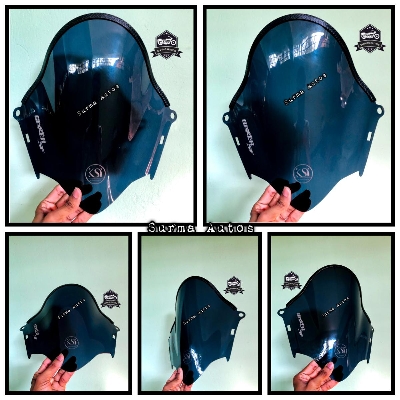 Picture of Motorcycle Windshield Windscreen Visor Compatible for Gixxer SF New Version Rubber System KSI Corsa Mini Size