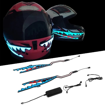 Picture of 2 In 1 Motorcycle Helmet Light Bar Shark Style Strip LED Night Warning Signal Light Strip Cold Waterproof Sticker Helmet Accessorie