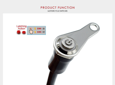 Picture of Black LED Motorcycle Switch ON+OFF Handlebar Mount Push Button 12V Work Light