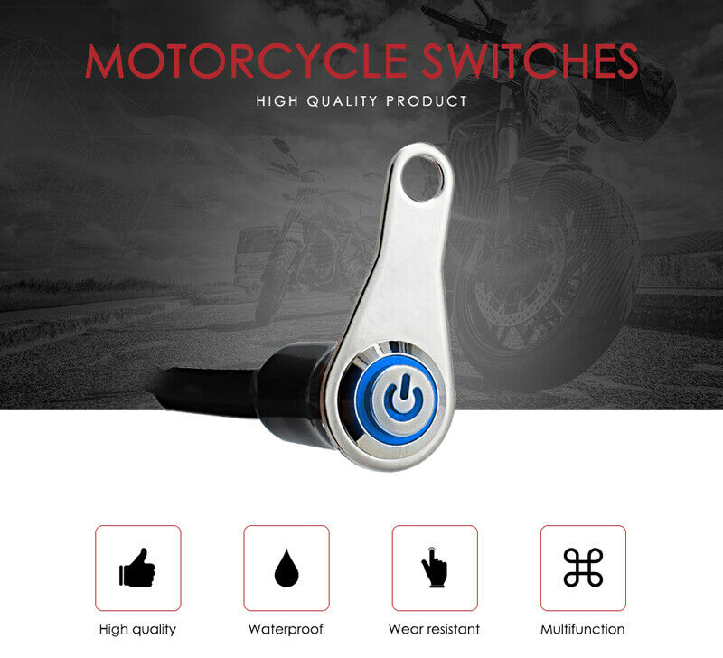 Picture of Black LED Motorcycle Switch ON+OFF Handlebar Mount Push Button 12V Work Light