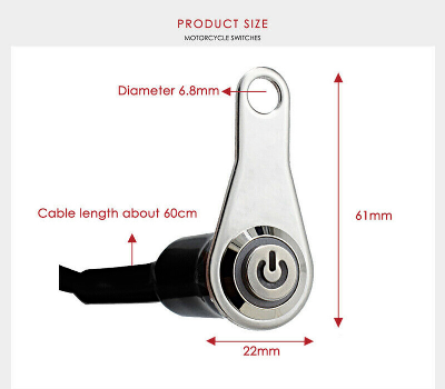 Picture of Black LED Motorcycle Switch ON+OFF Handlebar Mount Push Button 12V Work Light