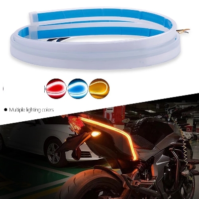 Picture of Car RED LED 45cm Daytime Running Light Flexible Strip Waterproof Flashing Yellow 12V 2PCS