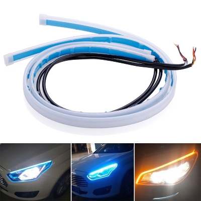 Picture of Car RED LED 45cm Daytime Running Light Flexible Strip Waterproof Flashing Yellow 12V 2PCS
